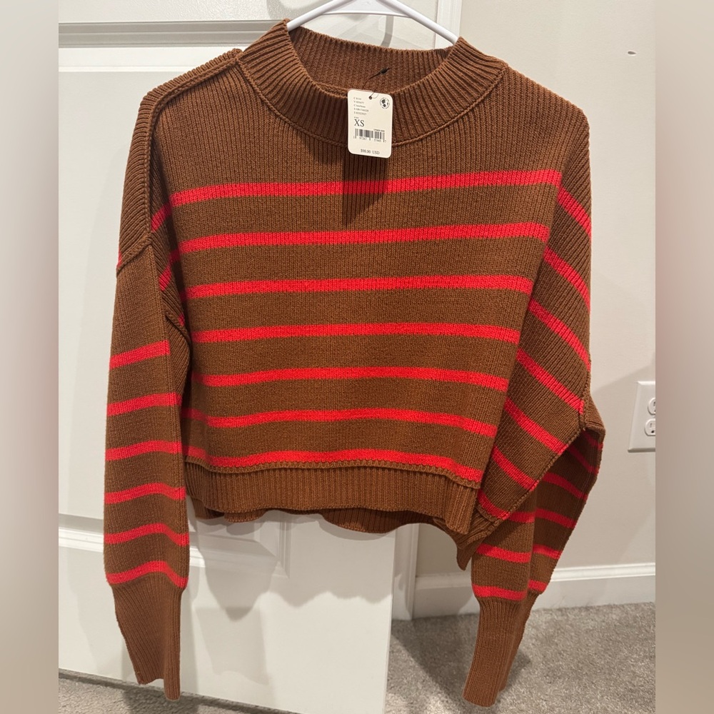Free People Easy Street Striped Crop Sweater